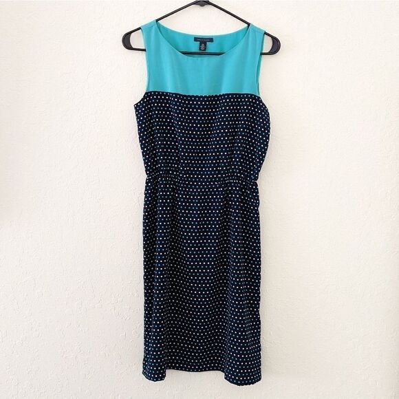Tommy Hilfiger Dresses & Skirts - Women's Tommy Hilfiger Shift Dress Polka Dot Sleeveless Teal Dark Blue Small Mid